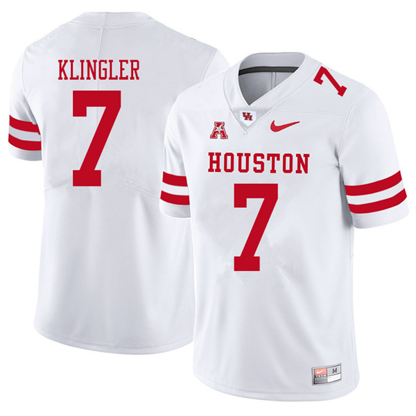 2018 Men #7 David Klingler Houston Cougars College Football Jerseys Sale-White